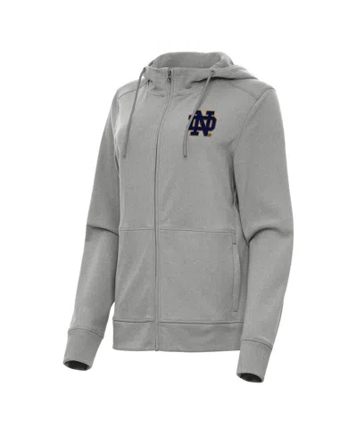 Antigua Women's Heather Gray Notre Dame Fighting Irish Seeker Full-zip Hoodie