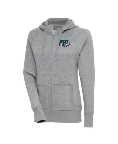 Antigua Women's Heather Gray Philadelphia Eagles Victory Full-zip Hoodie