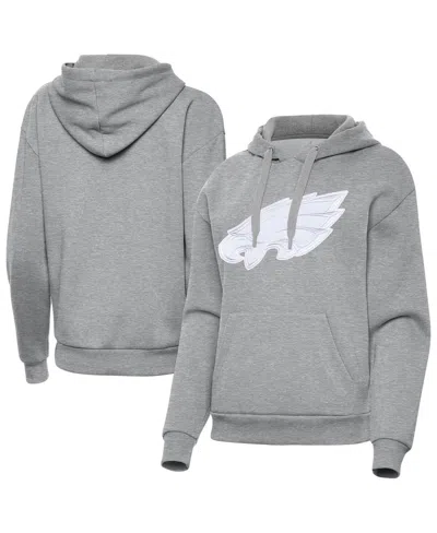 Antigua Women's Heather Gray Philadelphia Eagles Victory Pullover Hoodie