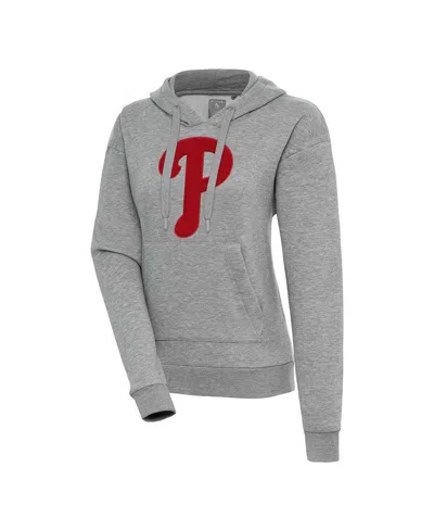 Antigua Women's Heather Gray Philadelphia Phillies Victory Pullover Hoodie