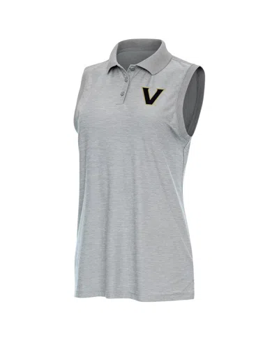 Antigua Women's Heather Gray Vanderbilt Commodores Recap Sleeveless Polo Shirt