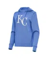 Antigua Women's Heather Light Blue Kansas City Royals Justice Pullover Hoodie In Blue