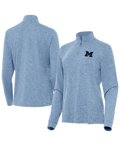 Antigua Women's Heather Light Blue Michigan Wolverines Mentor Quarter-zip Sweatshirt