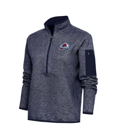Antigua Women's Heather Navy Colorado Avalanche Team Logo Fortune Quarter-zip Jacket In Multi