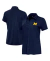 Antigua Women's Heather Navy Michigan Wolverines Layout V-neck Polo Shirt In Blue