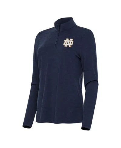 Antigua Women's Heather Navy Notre Dame Fighting Irish Bright Quarter-zip Sweatshirt In Blue