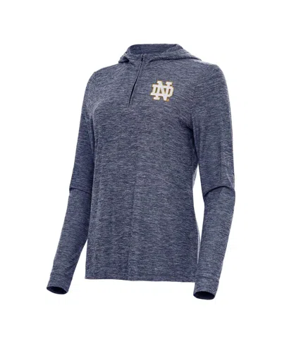 Antigua Women's Heather Navy Notre Dame Fighting Irish Daybreak Quarter-zip Hoodie In Blue