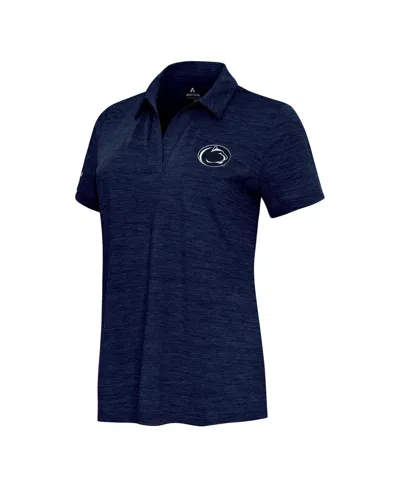 Antigua Women's Heather Navy Penn State Nittany Lions Layout V-neck Polo Shirt In Blue