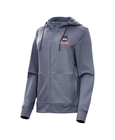 Antigua Women's Heather Navy Uconn Huskies Seeker Full-zip Hoodie In Gray