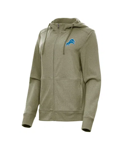 Antigua Women's Heather Olive Detroit Lions Seeker Full-zip Hoodie Jacket In Green