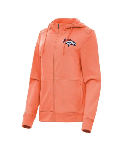 Antigua Women's Heather Orange Denver Broncos Seeker Full-zip Hoodie Jacket
