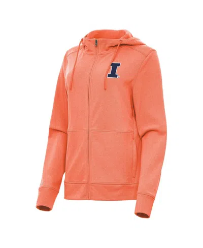 Antigua Women's Heather Orange Illinois Fighting Illini Seeker Full-zip Hoodie