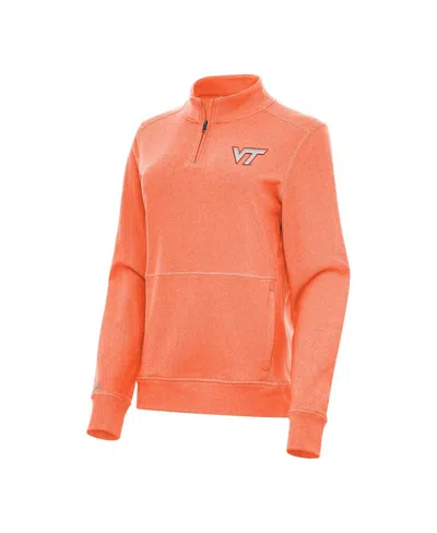 Antigua Women's Heather Orange Virginia Tech Hokies Crush Quarter-zip Fleece Sweatshirt