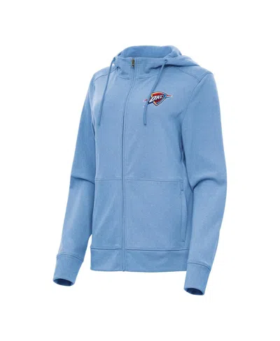 Antigua Women's Heather Powder Blue Oklahoma City Thunder Seeker Full-zip Hoodie Jacket