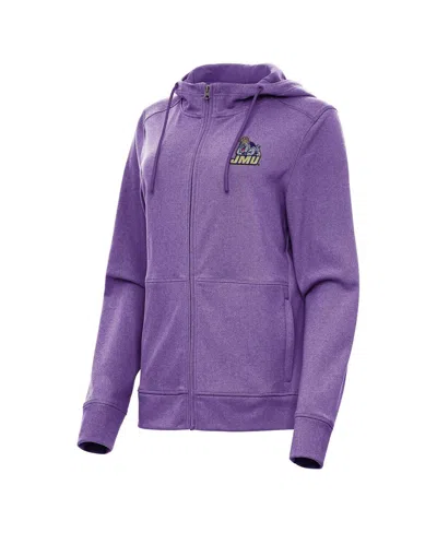 Antigua Women's Heather Purple James Madison Dukes Seeker Full-zip Hoodie