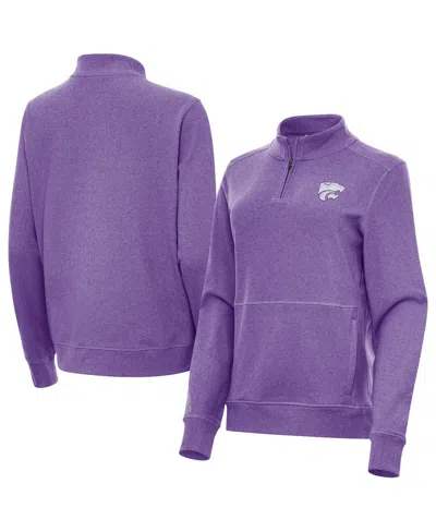 Antigua Women's Heather Purple Kansas State Wildcats Crush Quarter-zip Jacket