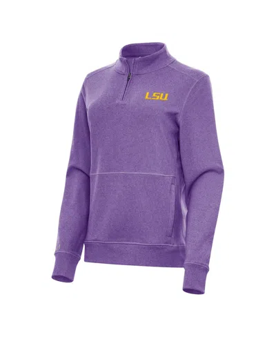 Antigua Women's Heather Purple Lsu Tigers Crush Quarter-zip Fleece Sweatshirt