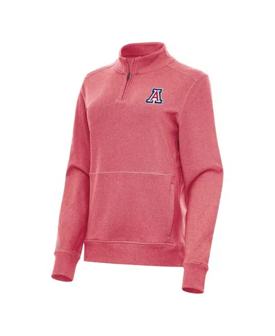 Antigua Women's Heather Red Arizona Wildcats Crush Quarter-zip Fleece Sweatshirt