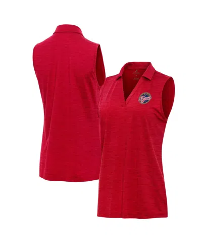 Antigua Women's Heather Red Indiana Fever Layout Sleeveless V-neck Polo Shirt