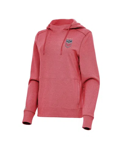 Antigua Women's Heather Red Uswnt Justice Pullover Hood