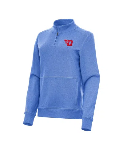 Antigua Women's Heather Royal Dayton Flyers Crush Quarter-zip Fleece Sweatshirt In Blue