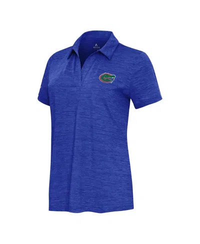 Antigua Women's Heather Royal Florida Gators Layout V-neck Polo Shirt In Blue