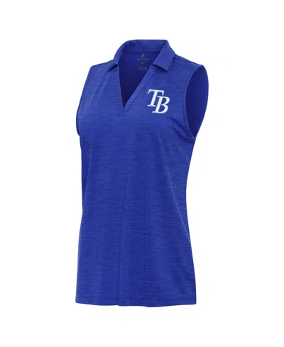 Antigua Women's Heather Royal Tampa Bay Rays Layout Sleeveless Polo Shirt In Blue
