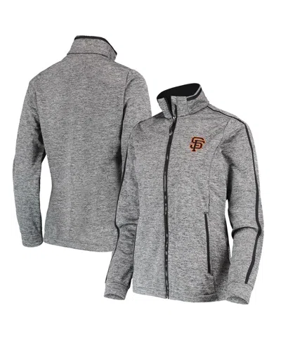 Antigua Women's Heathered Black San Francisco Giants Full-zip Golf Jacket In Gray