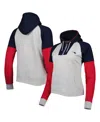 Antigua Women's Heathered Gray, Navy New England Patriots Jackpot Raglan Half-zip Pullover Hoodie In Heathered Gray,navy