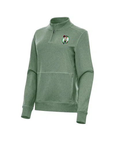Antigua Women's Hunter Green Boston Celtics Crush Quarter-zip Fleece Sweatshirt
