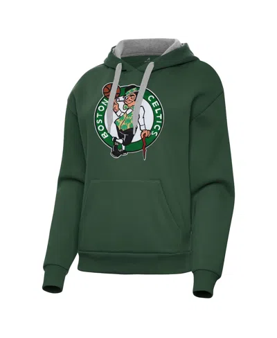 Antigua Women's Hunter Green Boston Celtics Victory Pullover Hoodie
