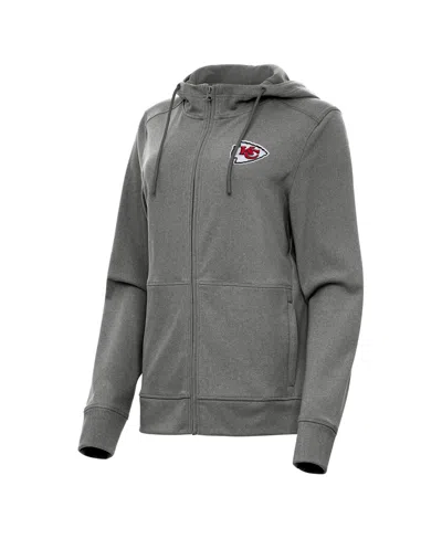 Antigua Women's Kansas City Chiefs Seeker Fleece Full-zip Hoodie In Charcoal