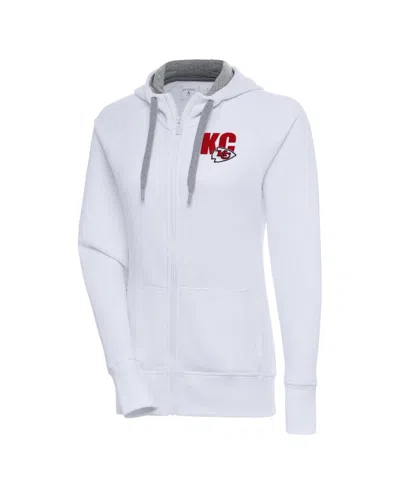 Antigua Women's Kansas City Chiefs Victory Full-zip Thumbhole Hoodie In White