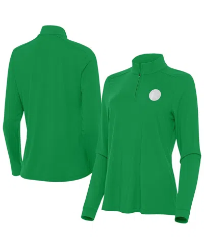 Antigua Women's Kelly Green Golden State Warriors St. Patrick's Day Intent Quarter-zip Top