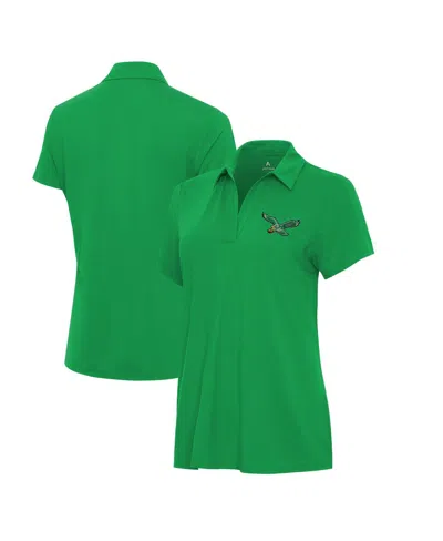 Antigua Women's Kelly Green Philadelphia Eagles Era V-neck Polo Shirt