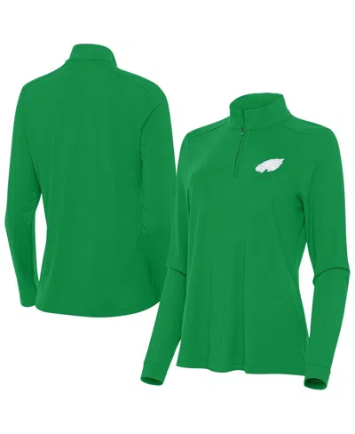 Antigua Women's Kelly Green Philadelphia Eagles St. Patrick's Day Intent Quarter-zip Performance Sweatshirt