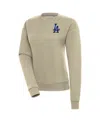 Antigua Women's Khaki Los Angeles Dodgers Victory Pullover Sweatshirt