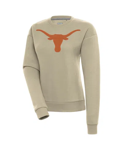 Antigua Women's Khaki Texas Longhorns Victory Pullover Sweatshirt In Gray