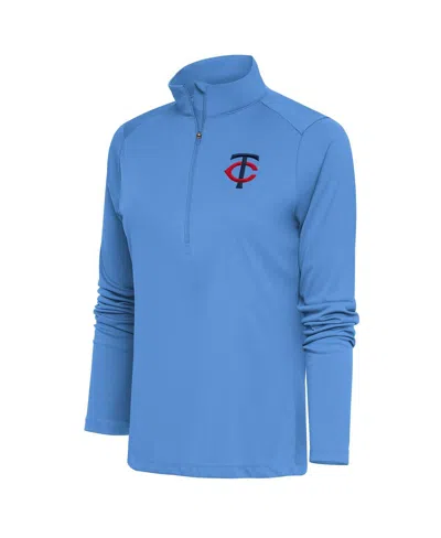 Antigua Women's Light Blue Minnesota Twins Tribute Half-zip Pullover Top In Multi