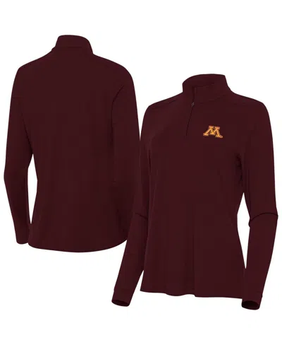 Antigua Women's Maroon Minnesota Golden Gophers Intent Quarter-zip Sweatshirt In Burgundy