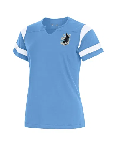 Antigua Women's Minnesota United Fc Encounter Notch Neck Short-sleeve T-shirt In Light Blue
