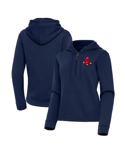 Antigua Women's Navy Boston Red Sox Contemporary Quarter-zip Hoodie