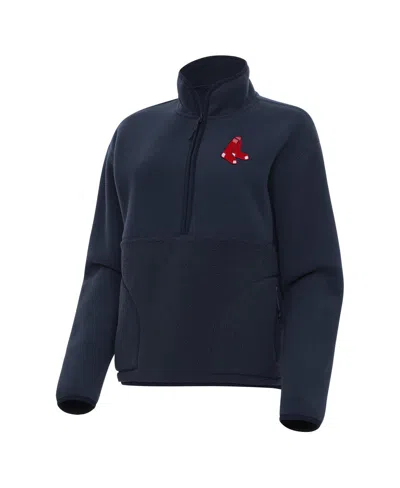 Antigua Women's Navy Boston Red Sox Figure Half-zip Sweatshirt In Blue