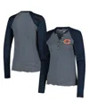 Antigua Women's Navy Chicago Bears Maverick Waffle Henley Long Sleeve T-shirt