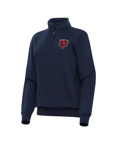 Antigua Women's Navy Chicago Bears Victory Quarter-zip Top In Blue
