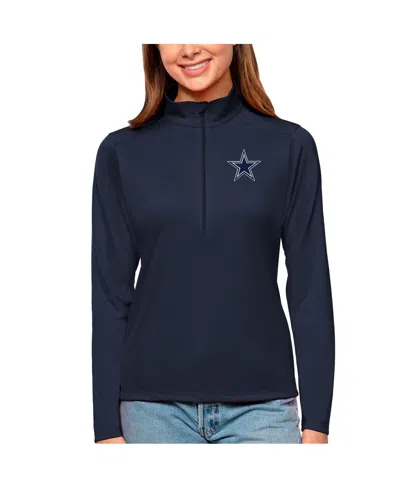 Antigua Women's Navy Dallas Cowboys Tribute Half-zip Sweatshirt In Black
