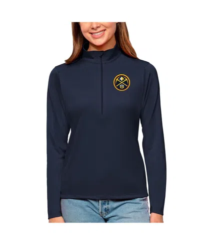 Antigua Women's Navy Denver Nuggets Tribute Half-zip Sweatshirt In Blue