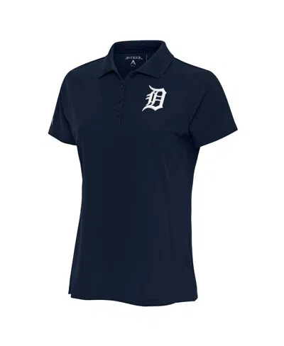 Antigua Women's Navy Detroit Tigers Logo Legacy Pique Polo Shirt In Blue