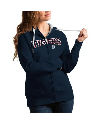 Antigua Women's Navy Detroit Tigers Team Logo Victory Full-zip Hoodie
