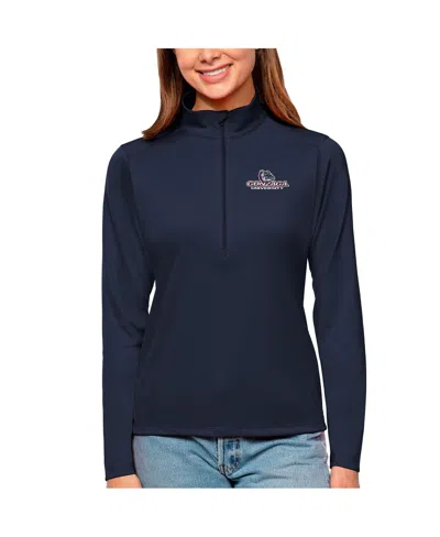 Antigua Women's Navy Gonzaga Bulldogs Tribute Quarter-zip Pullover Top In Blue